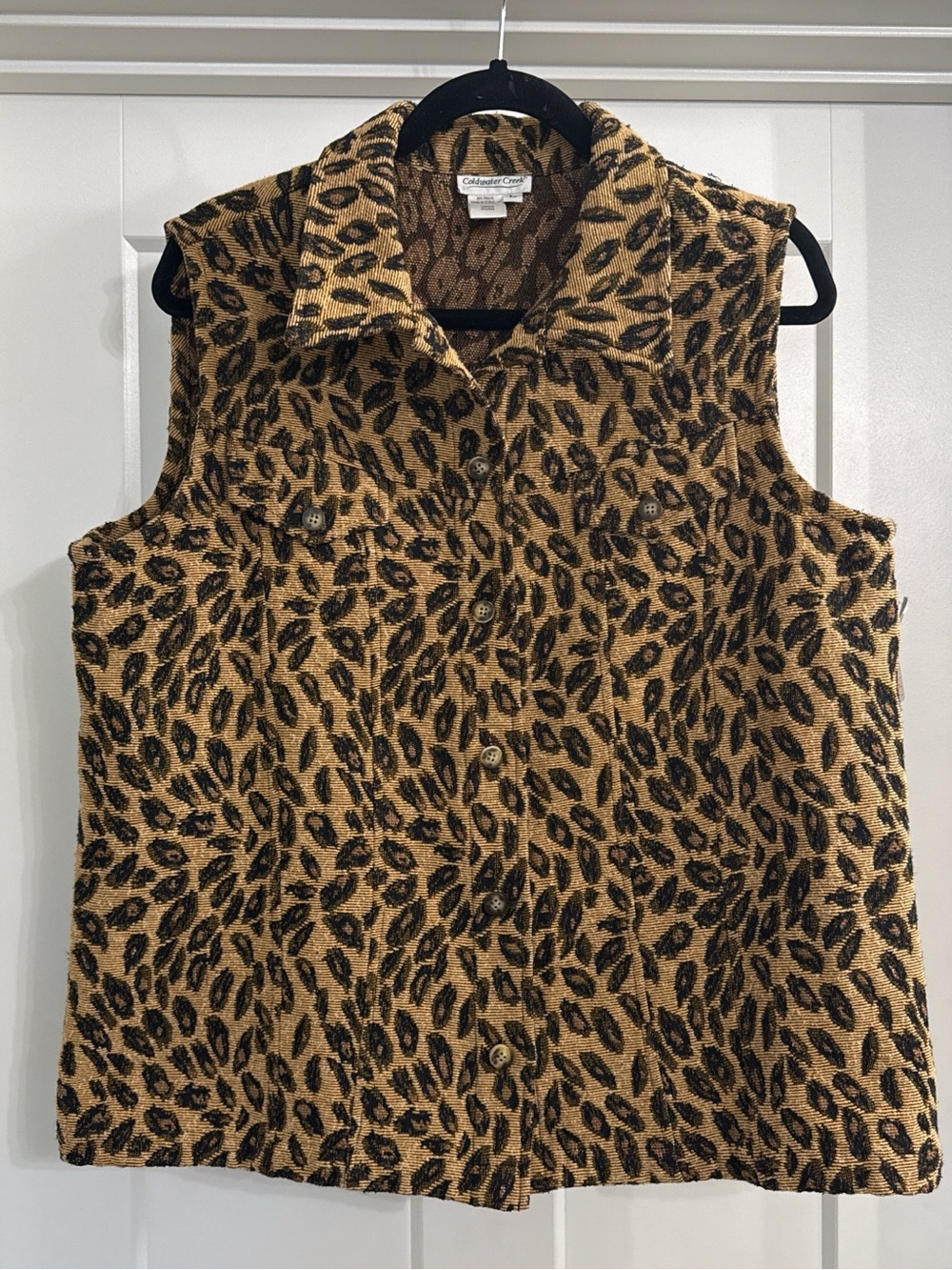 NWT Coldwater Creek Women's Leopard Print Sleeveless Button-Front Vest